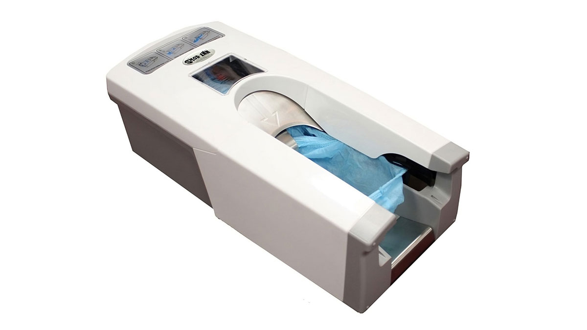 Automatic shoe cover dispenser for lab entry control