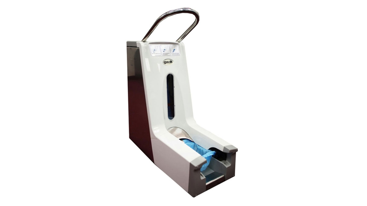 Disposable shoe covers used with a shoe cover dispenser for visitors