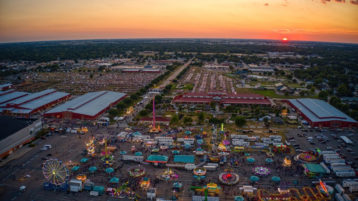 Grand Island, Nebraska city fair next to barns
