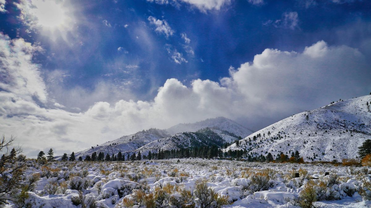 Carson City, Nevada mountain range covered in snow