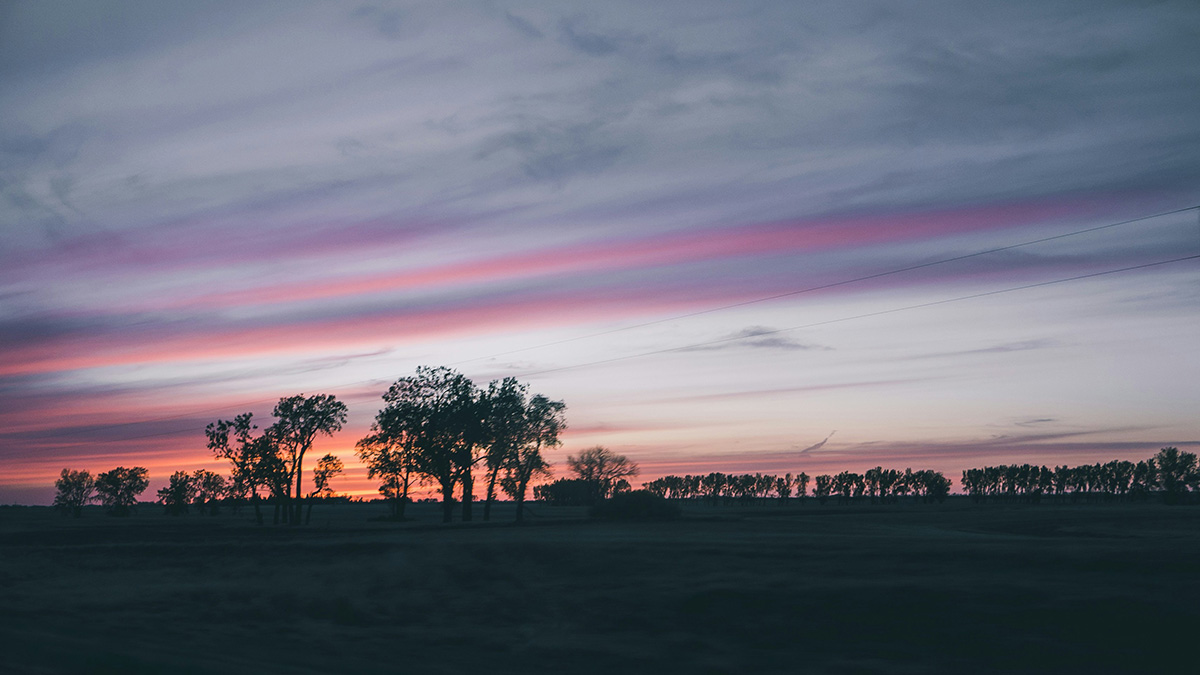 Minot prarie farmland at dusk