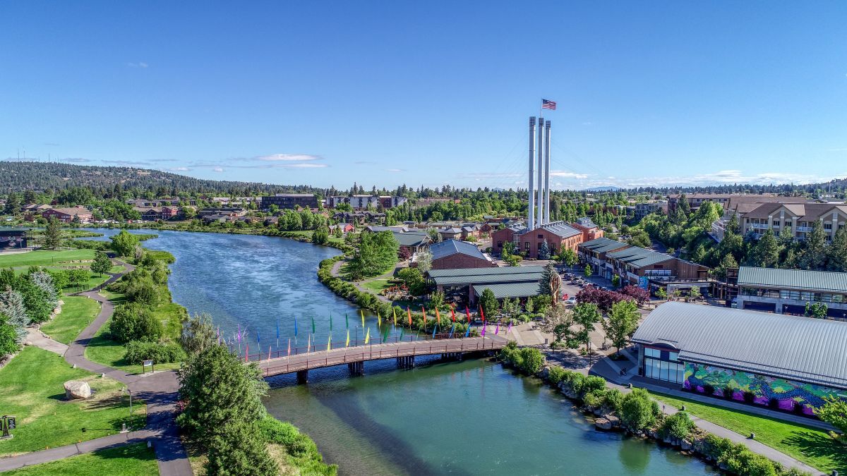 Bend, Oregon industrial park next to a river