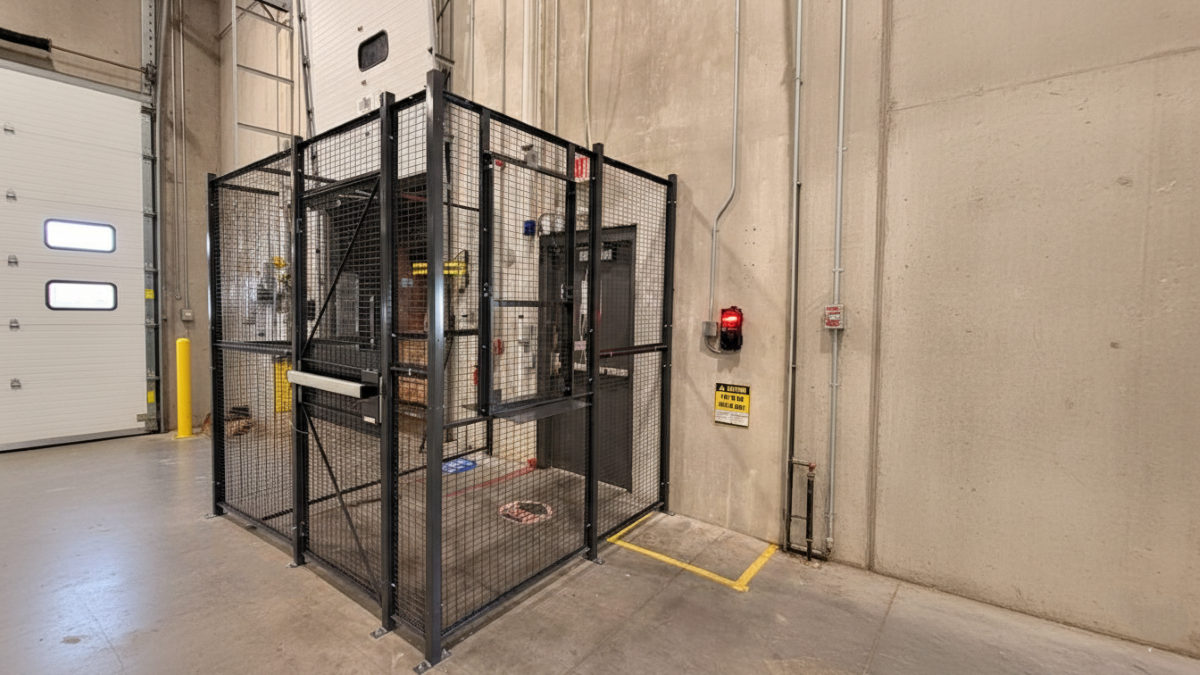Pennsylvania industrial facility with a wire cage around sensitive devices