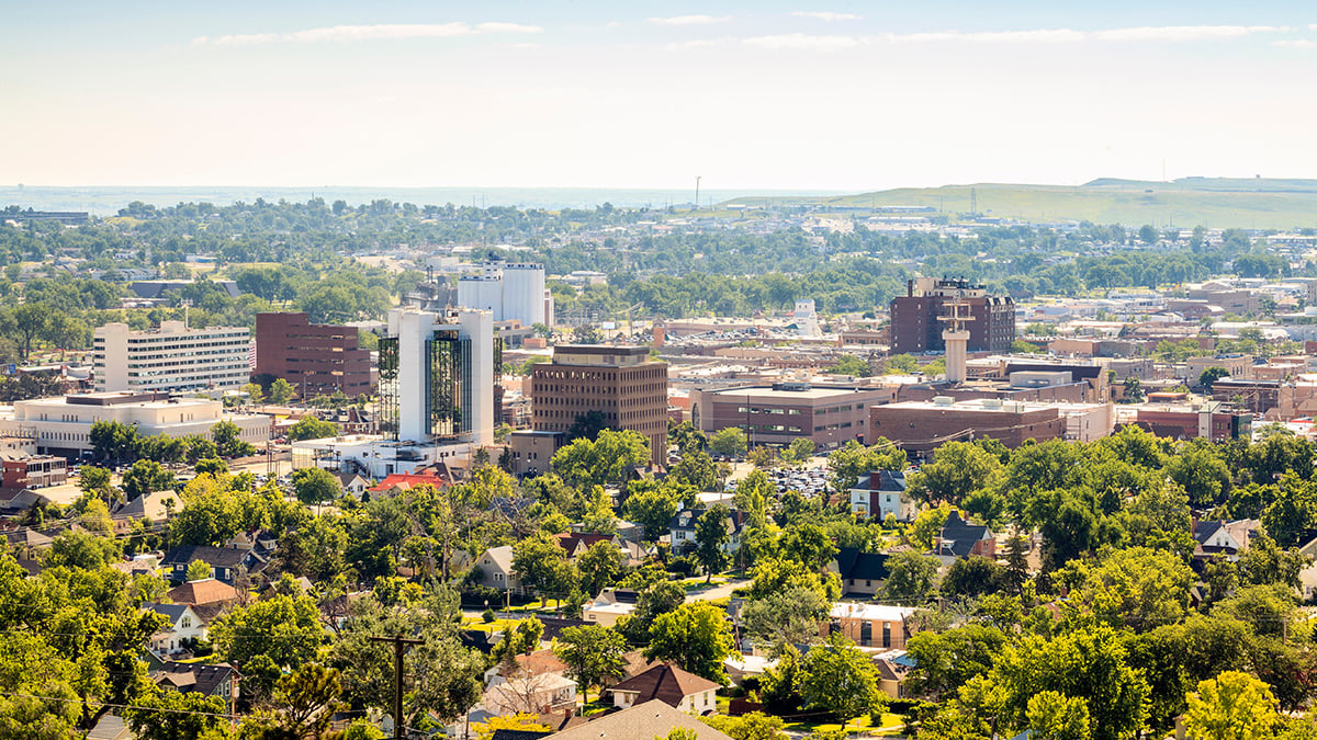 Rapid City, South Dakota downtown skyline and parks
